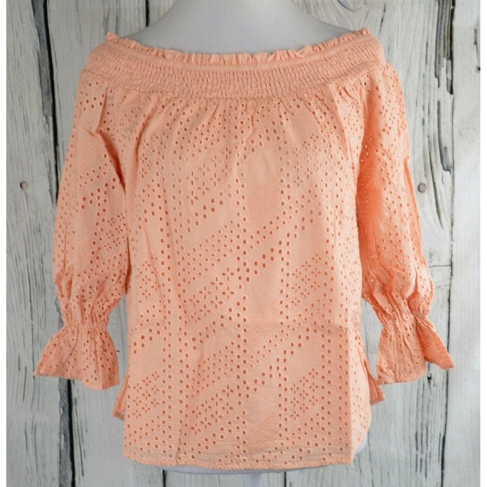 Eva Longoria Off-Shoulder Blouses Top Shirt Eyelet